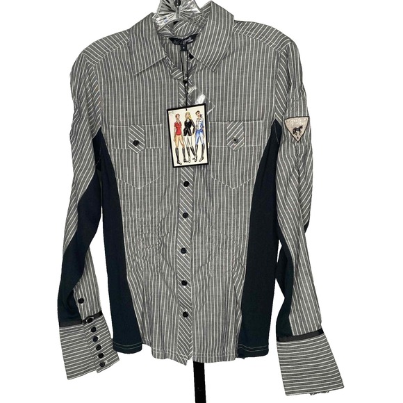 Goode Rider Tops - Goode Rider Size small Women's long sleeve Shirt Navy striped Equestrian cowgirl